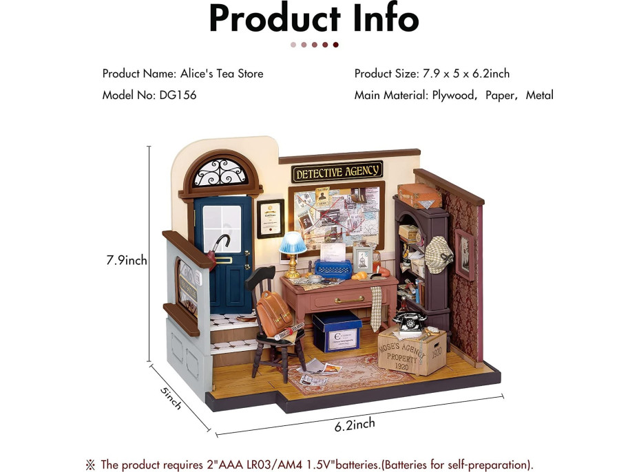 ROBOTIME Rolife DYI House: Moseova detektívna kancelária s LED osvetlením