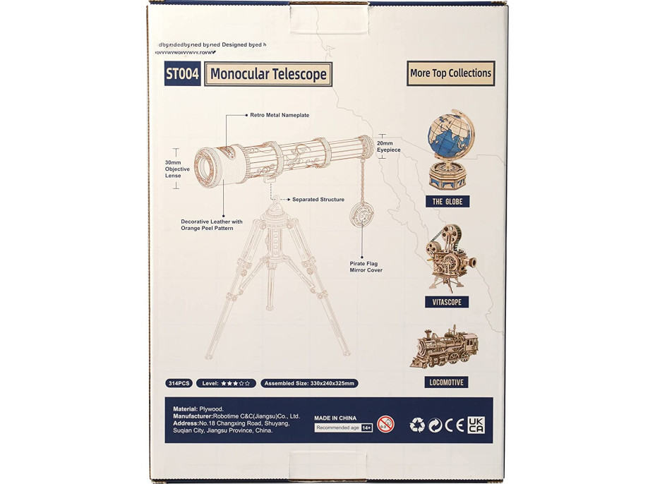 ROBOTIME Roker 3D drevené puzzle Ďalekohľad 314 dielikov