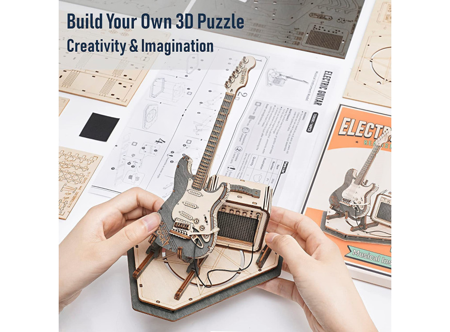 ROBOTIME Roker 3D drevené puzzle Elektrická gitara 140 dielikov