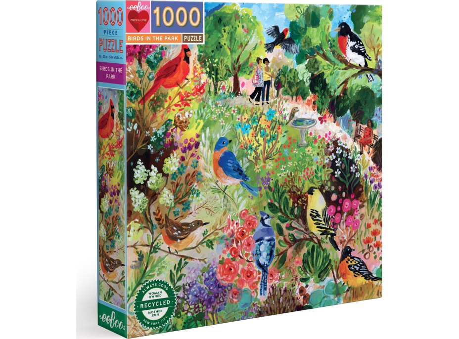 EEBOO Štvorcové puzzle Vtáky v parku 1000 dielikov