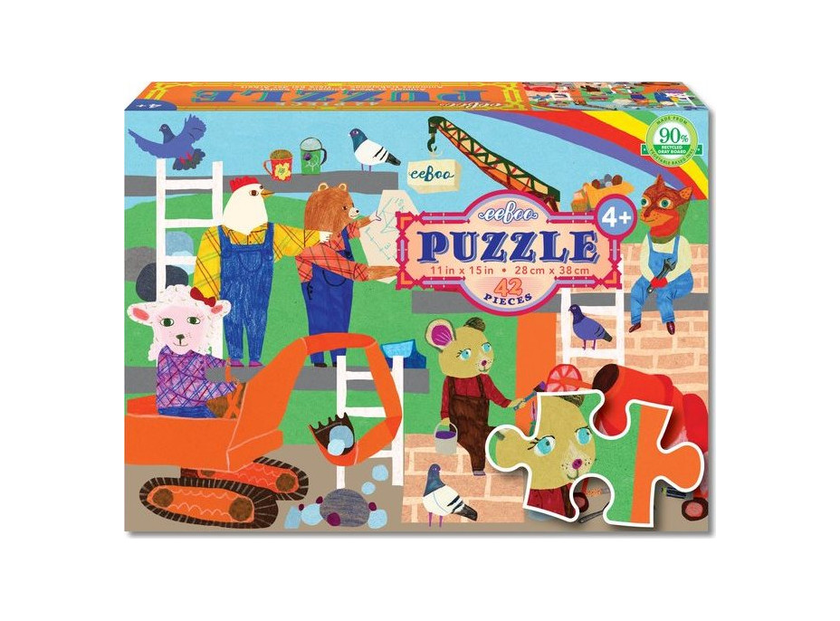 EEBOO Puzzle Zvieratká v práci 42 dielikov