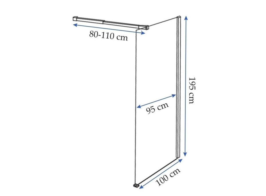 Kúpeľňová pevná zástena AERO 100 cm