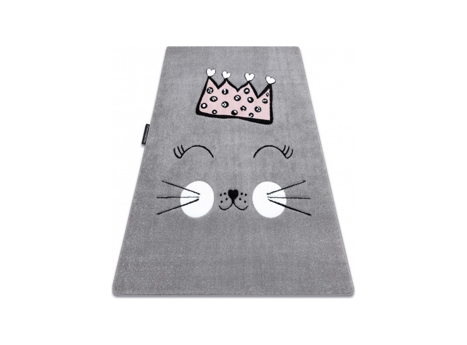 Dětský kusový koberec Petit Cat crown grey