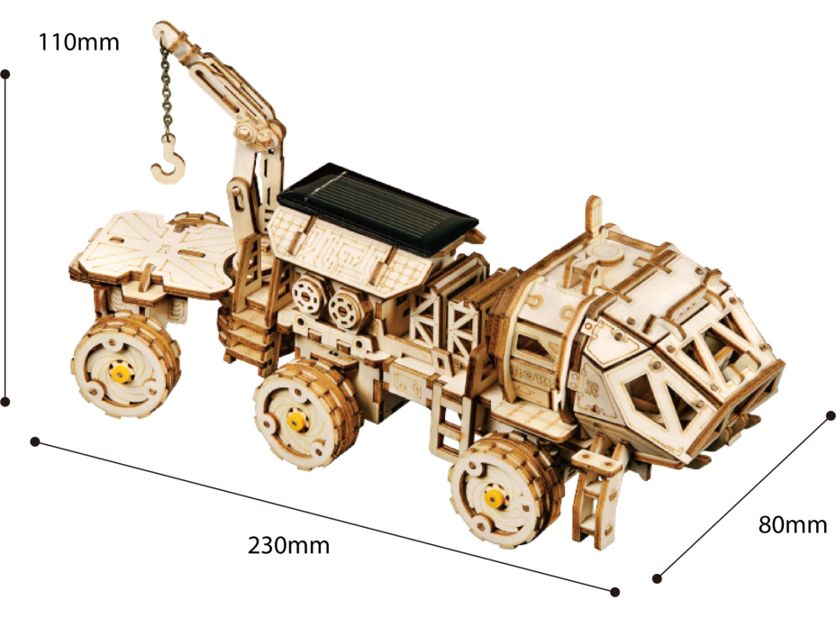 ROBOTIME Roker 3D drevené puzzle Planetárne vozítko Navitas Rover na solárny pohon 252 dielikov