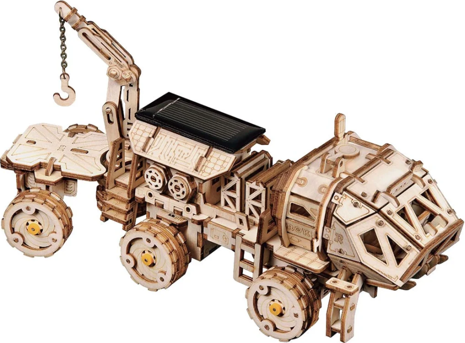 ROBOTIME Roker 3D drevené puzzle Planetárne vozítko Navitas Rover na solárny pohon 252 dielikov