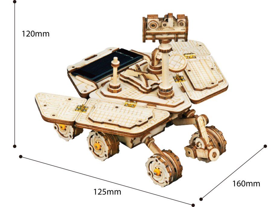 ROBOTIME Roker 3D drevené puzzle Planetárne vozítko Vagabond Rover na solárny pohon 153 dielikov