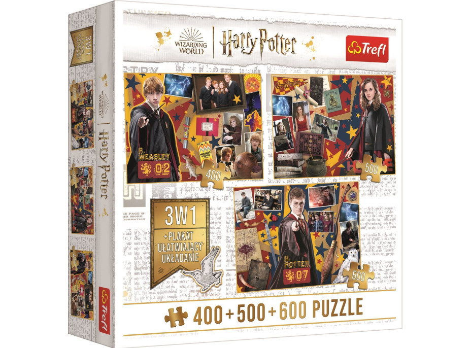 TREFL Puzzle Harry Potter: Ron, Hermiona a Harry 400 + 500 + 600 dielikov