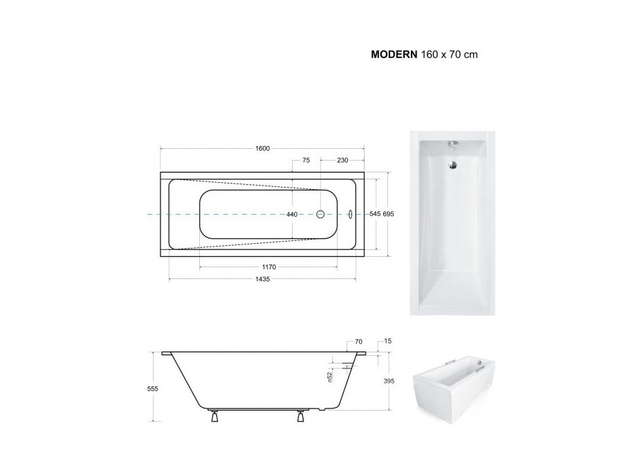 Obdélníková vana MODERN SLIM