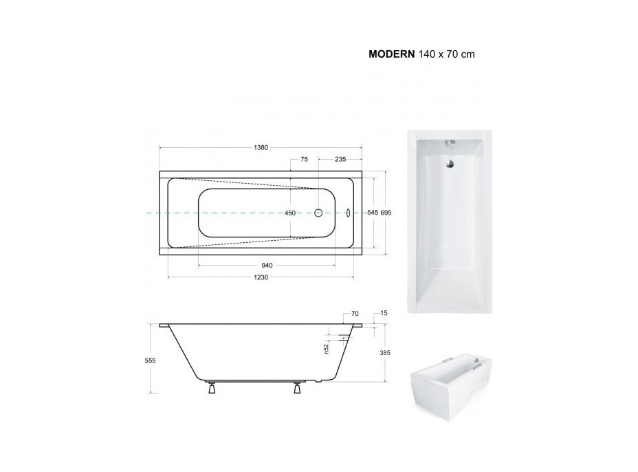 Obdĺžniková vaňa MODERN SLIM